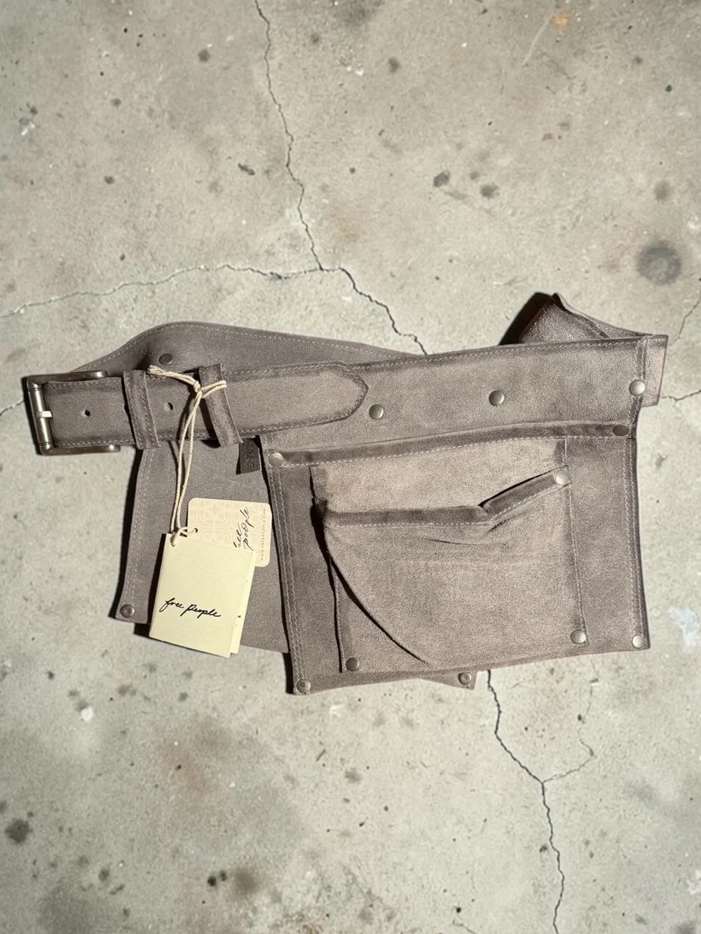Free People Crew Cargo Pocket Belt ~ Gravel Rock